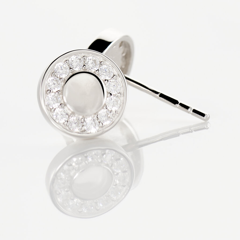Boucles D'oreilles Puces Amory Argent Blanc Oxyde De Zirconium