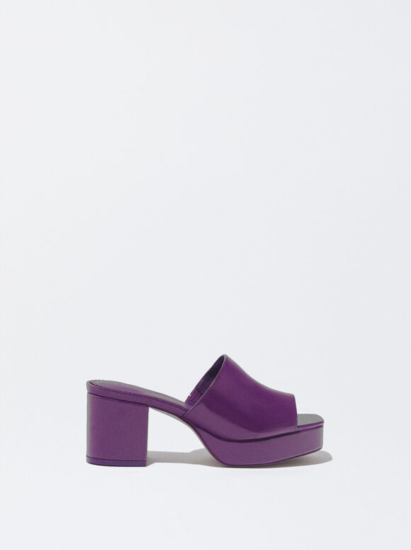 Tamanco de verniz com salto - Violeta