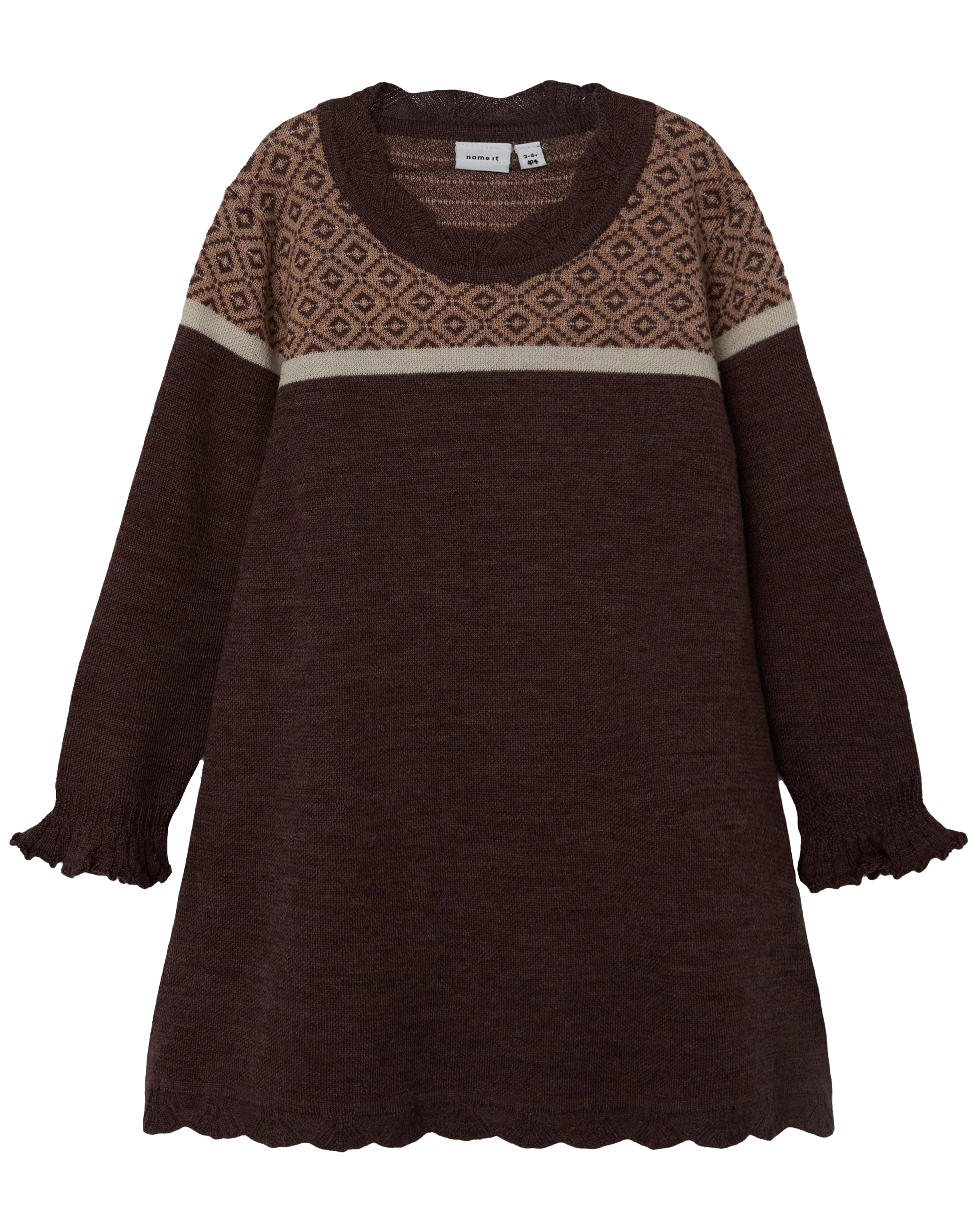 Woll-Langarmkleid NMFWHOOPI in deep mahogany