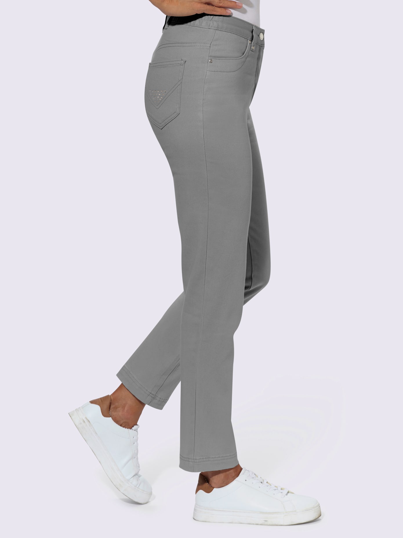 Jean coupe droite avec ceinture élastique au dos
