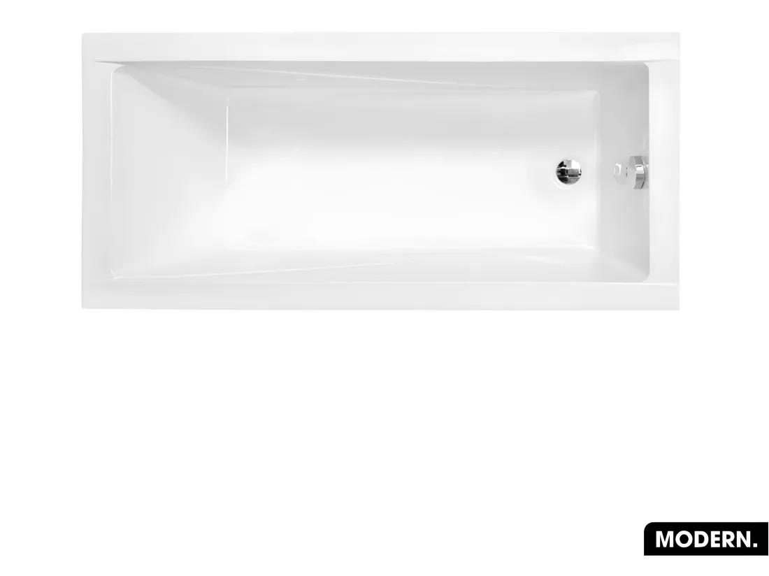 Baignoire rectangulaire - avec Tablier Noir Mat et Repose Tête OFFERT | MODERN | 120 x 70 cm