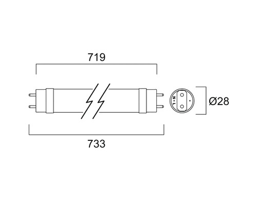 LED buis T8 G13/9W(16W) 1350 lm 4000 K neutraal wit 840 L 733/719 mm