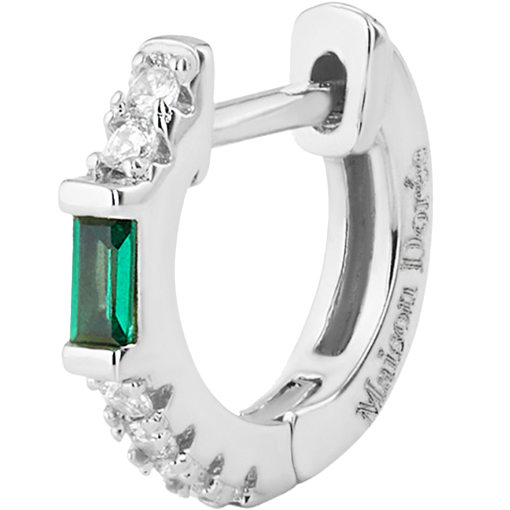 Boucle d'oreille créole - Green Sparkly Hoop - Laiton plaqué argent 10 microns