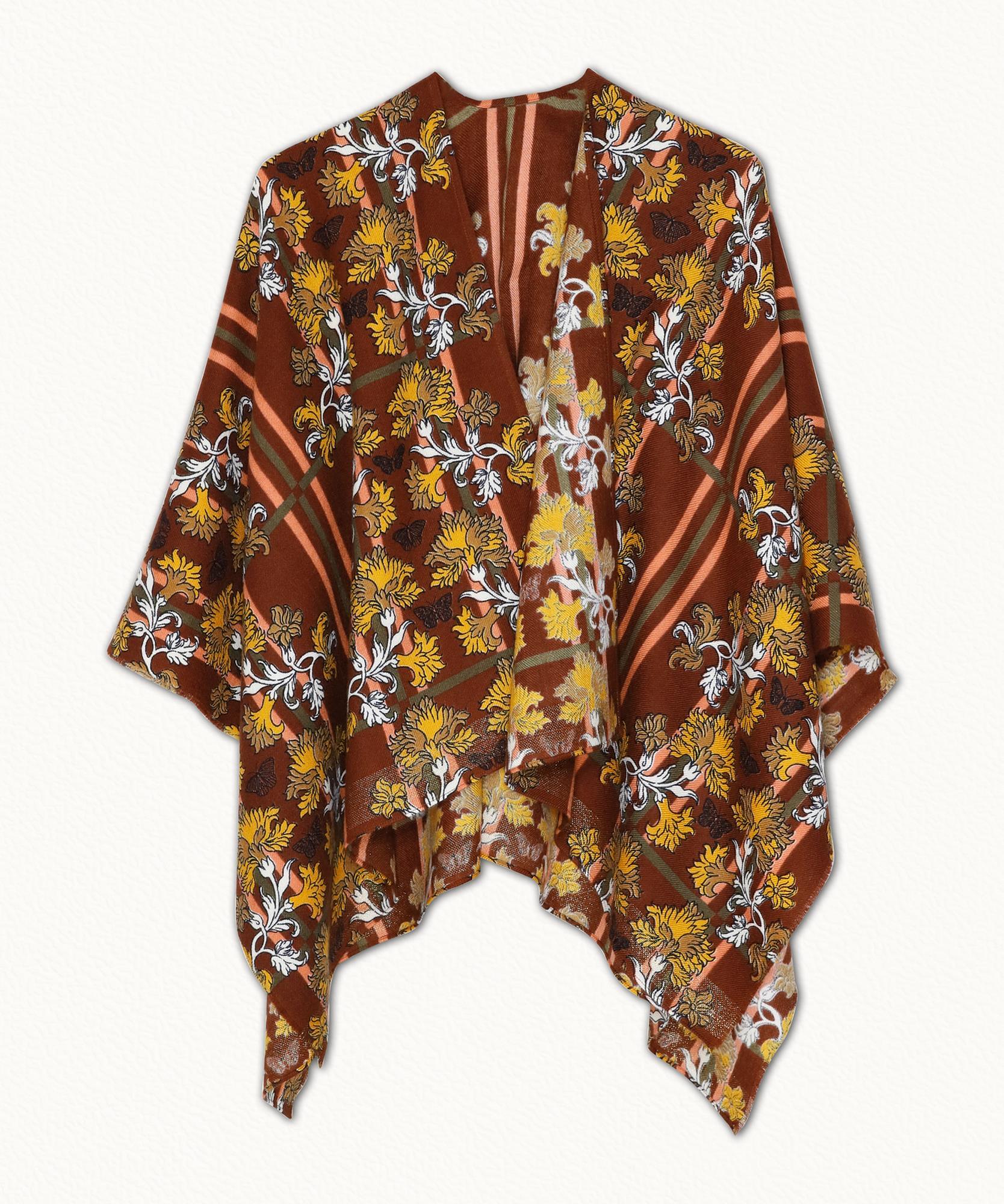 Poncho Châle Ornements  Taille unique - Rose
