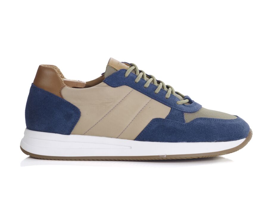 Sneakers homme velours Bleu et Taupe - NIRRANDA