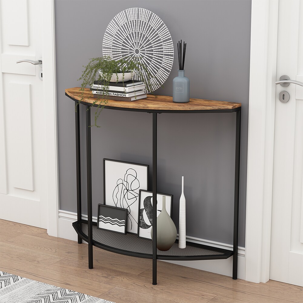Vicco Wohnzimmertisch Fyrk Eiche Schwarz 92 x 81,5 cm mit offener Ablage