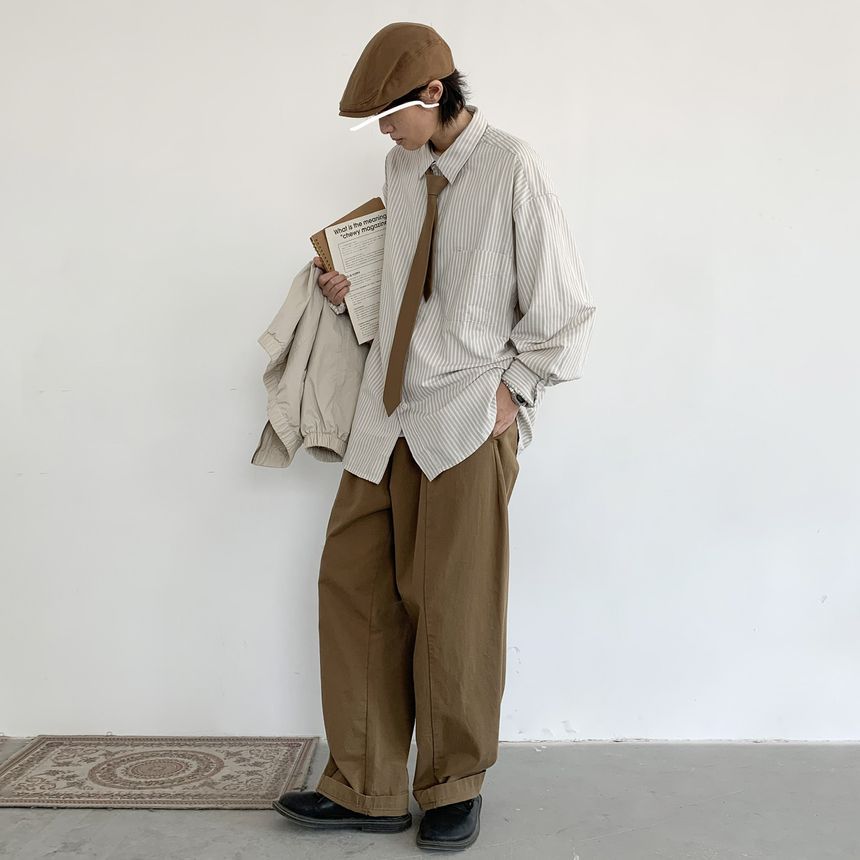 Adotuastic - Oversized overhemd met lange mouwen en strepen