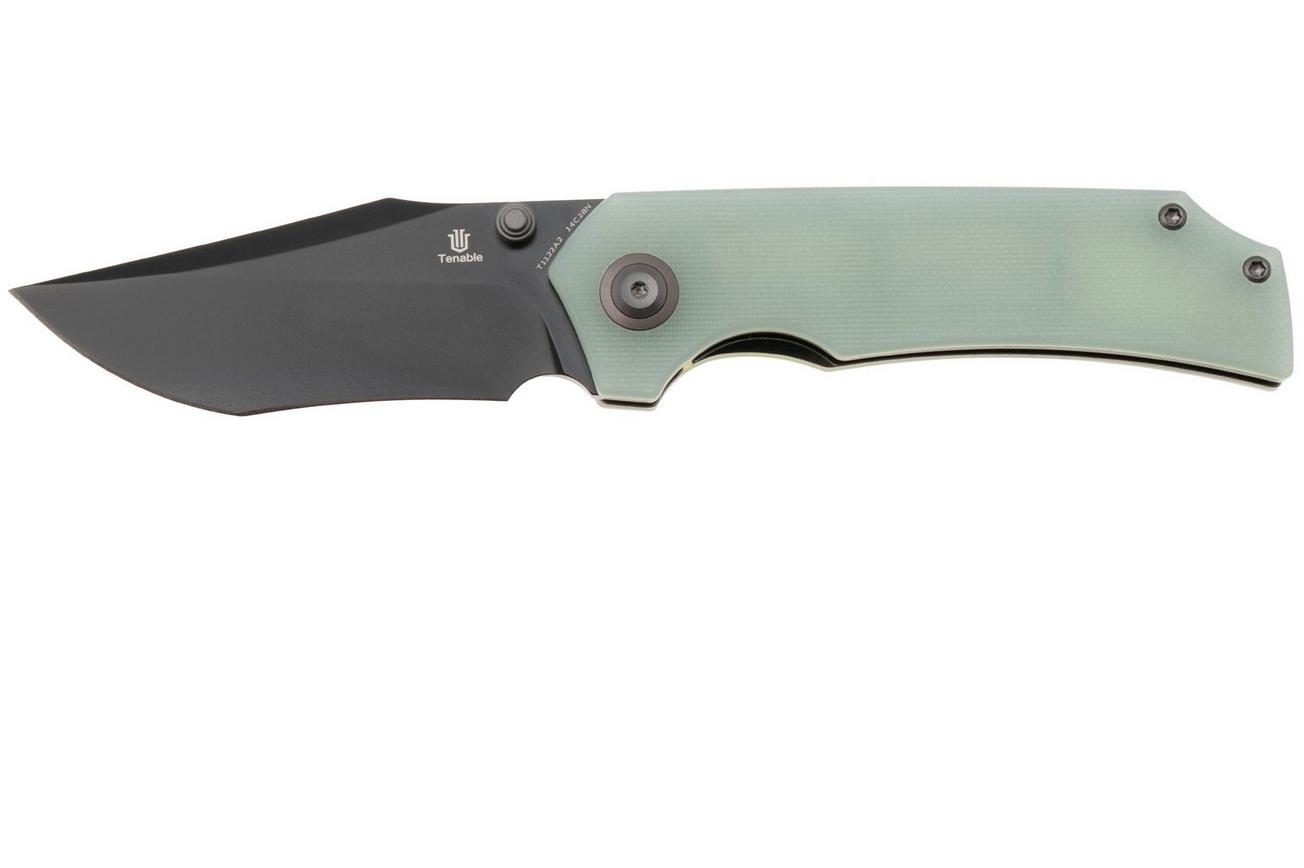 Tenable Knives Fermi T1122A2 Black Coated 14C28N, Jade G10, zakmes, Burchtree design