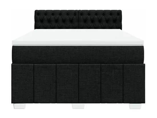 Sommier à lattes de lit avec matelas Noir 140x190 cm Tissu