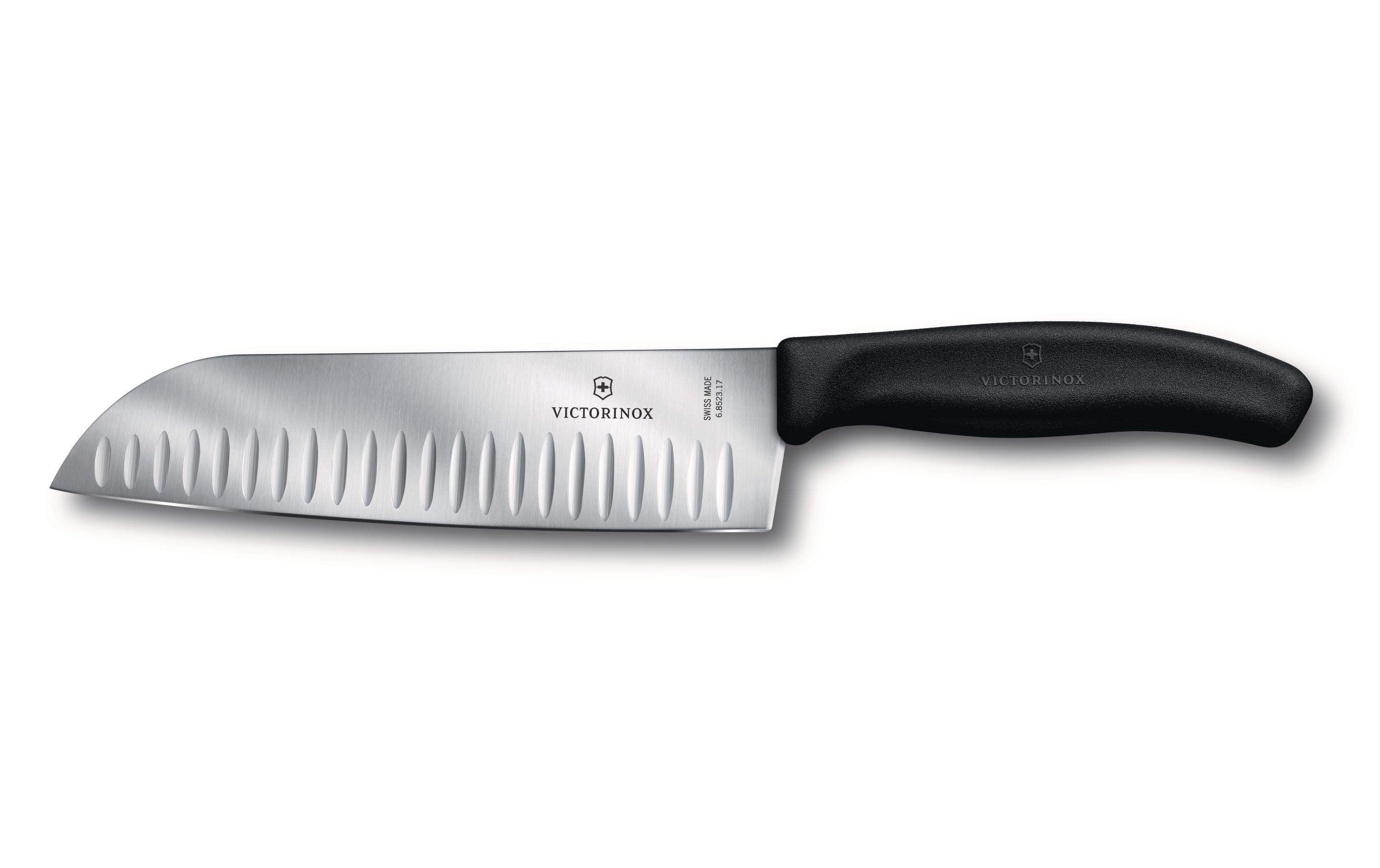 Santokumesser SchwarzKüchenmesser mit Kullenschliff