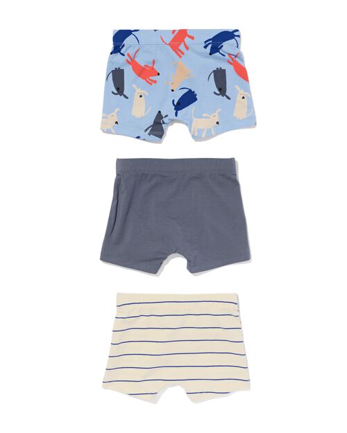 3 boxers enfant coton stretch chiens bleu clair