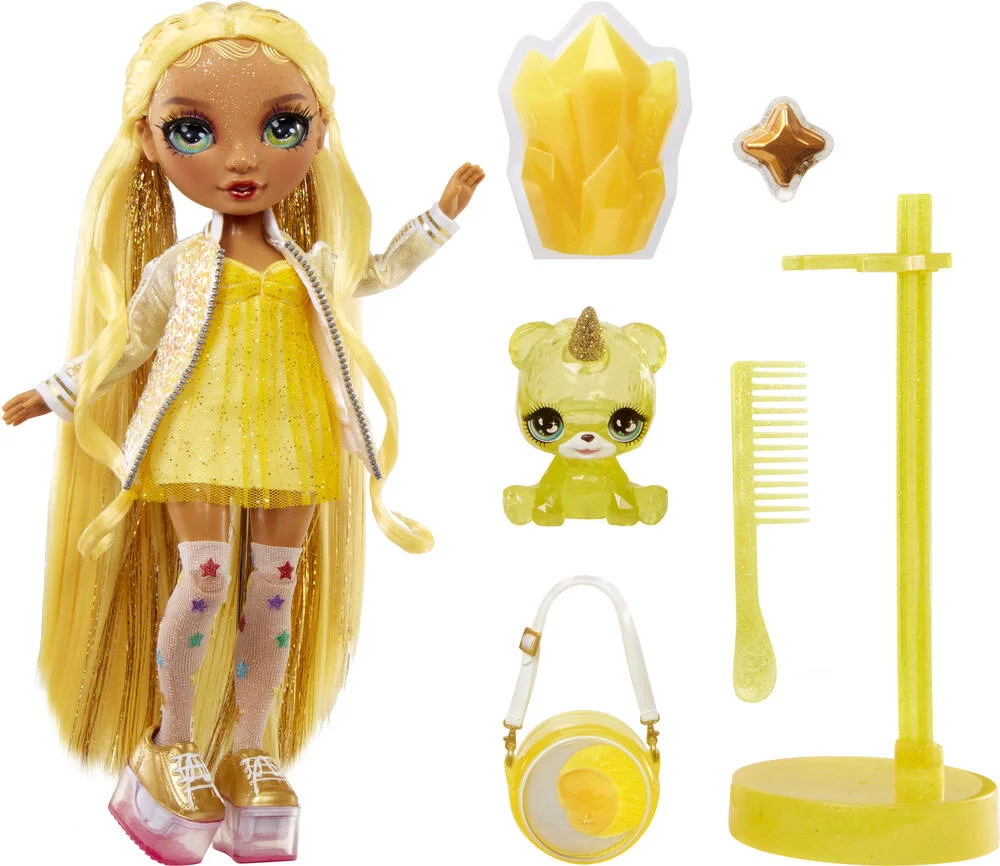 RAINBOW  -POUPEE MANNEQUIN SUNNY 27 CM AVEC COMPAGNON ET ACCESSOIRES