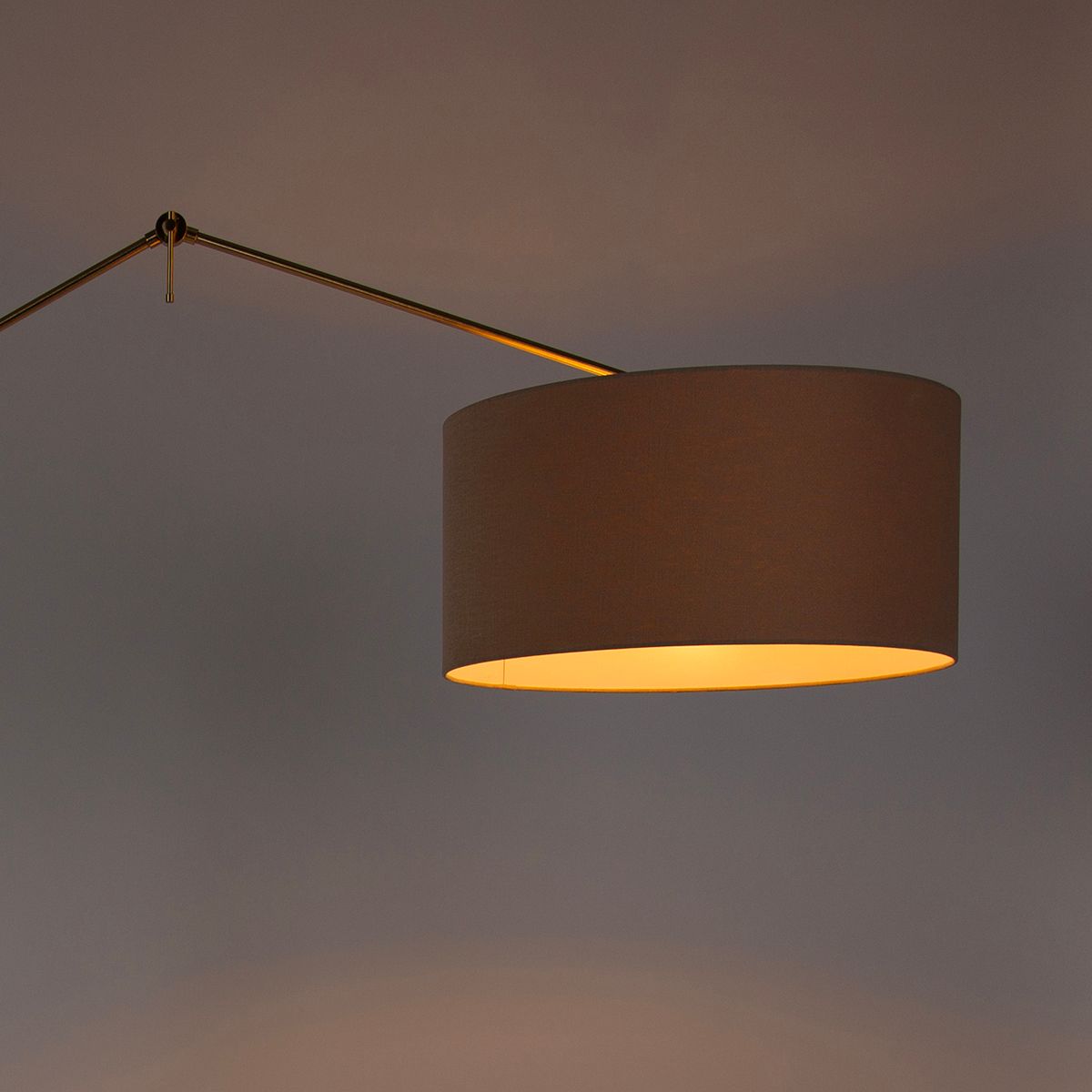 Vloerlamp goud met kap lichtbruin 50 cm verstelbaar - Editor