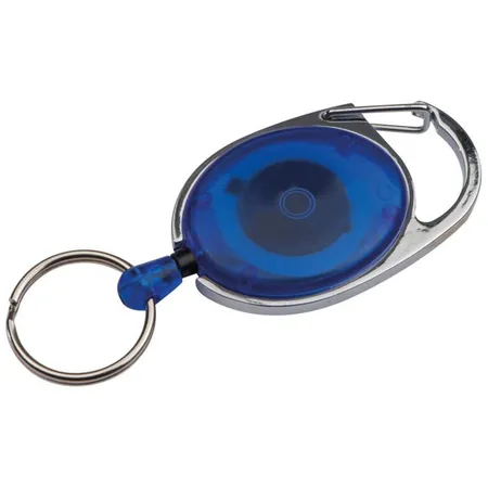 Macma Schlüsselanhänger mit Karabiner und ausziehbarem Schlüsselring, blau