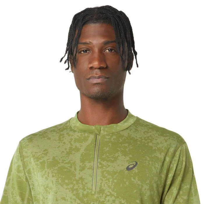 Asics Herre T-shirts Metarun Pattern 1/2 Zip SS Top Grøn
