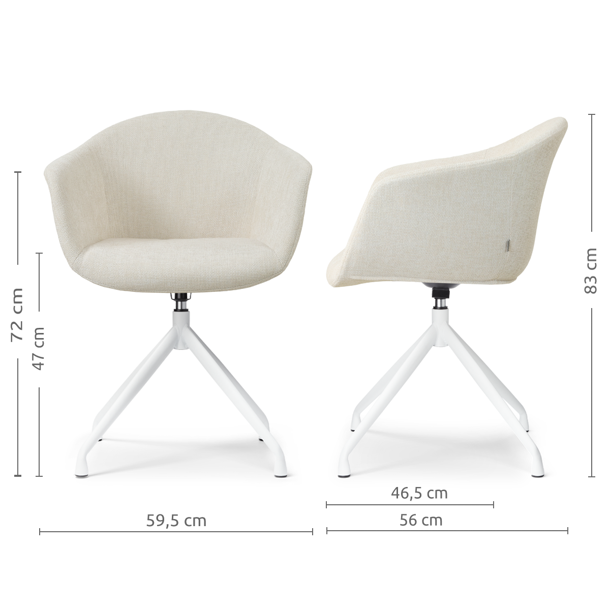 Eetkamerstoel Nola-Otis wit onderstel cottonbeige