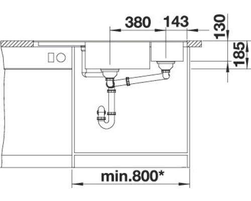 Blanco DELTA II spoelbak 1042 x 560 mm vulkanisch grijs 527239