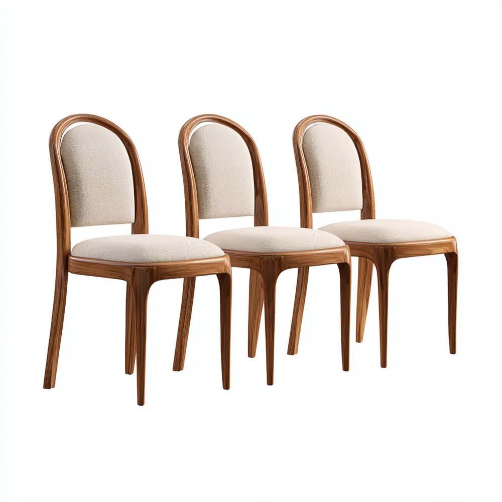Esszimmerstuhl Set 45x40x90 cm Massivholz Polsterung - Beige