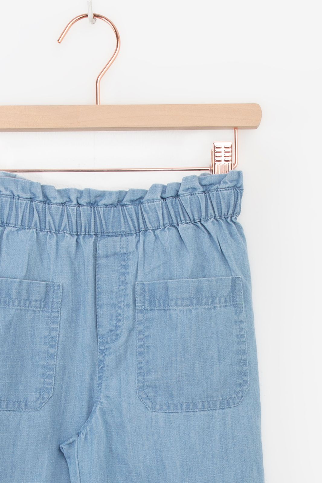 Denim loose fit pull on mousseline broek