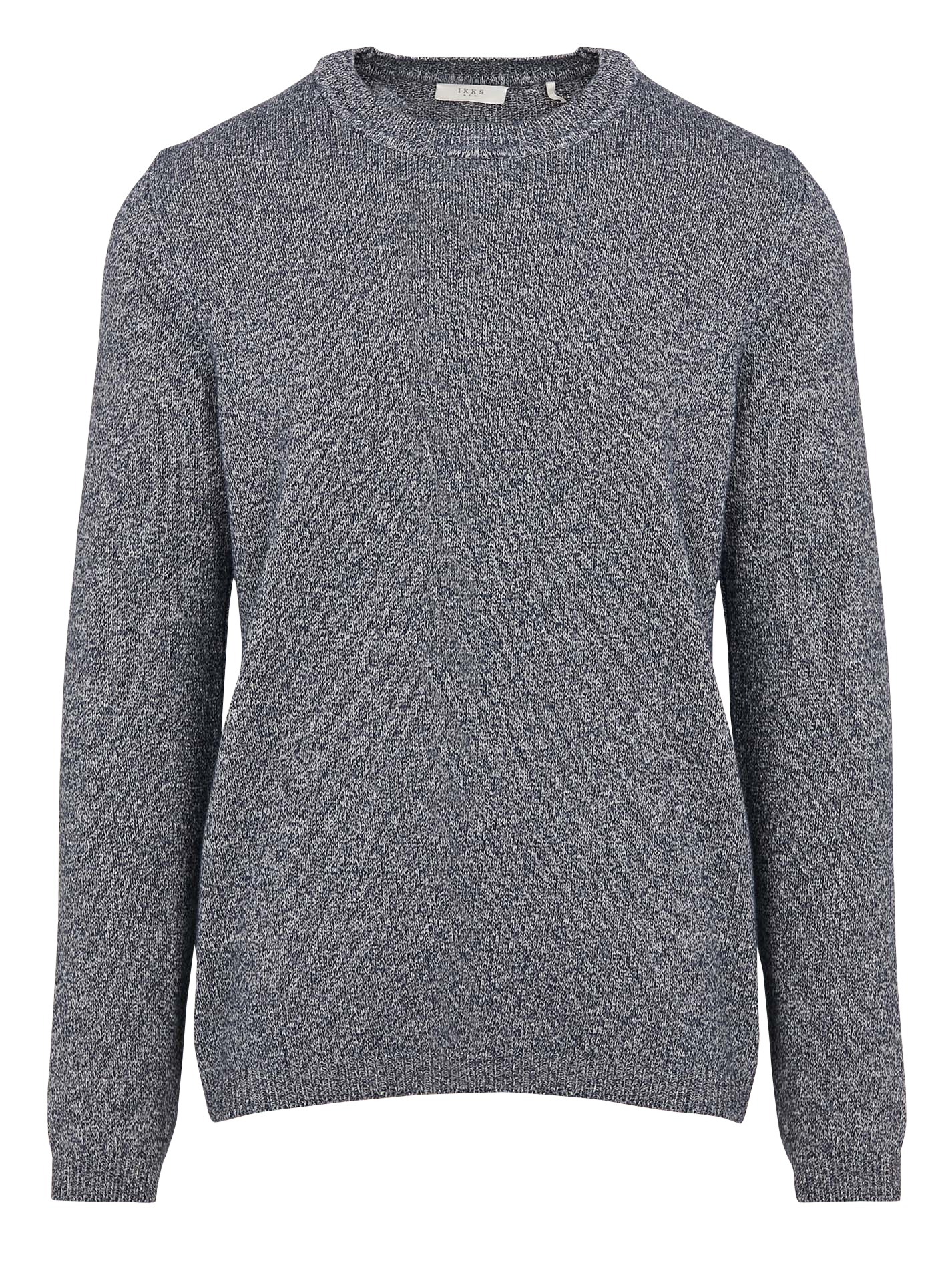 Pull col rond en tricot mouliné| Bleu