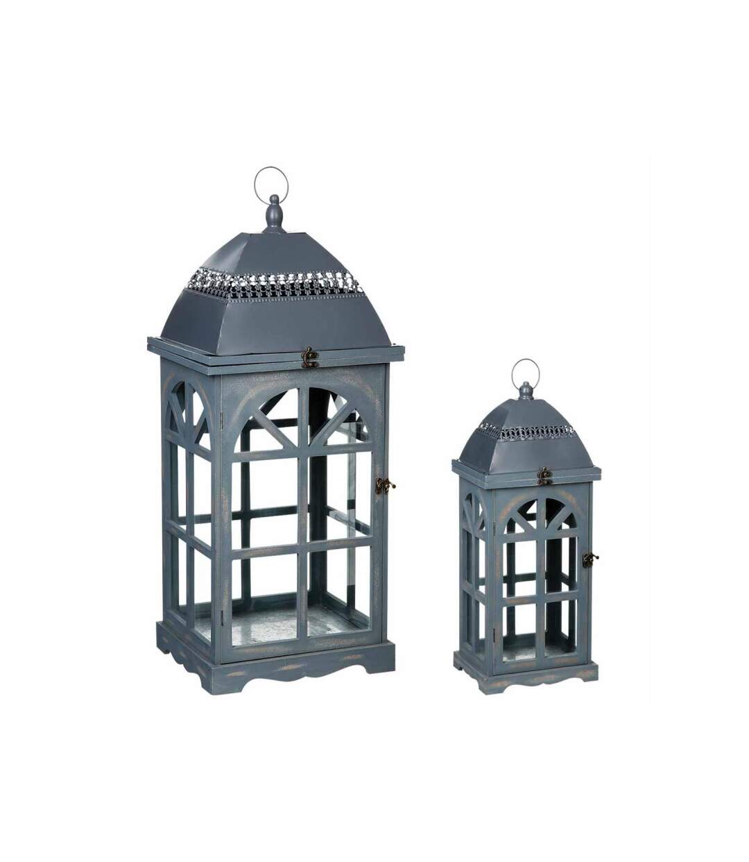 Lot de 2 Lanternes Bois Gris