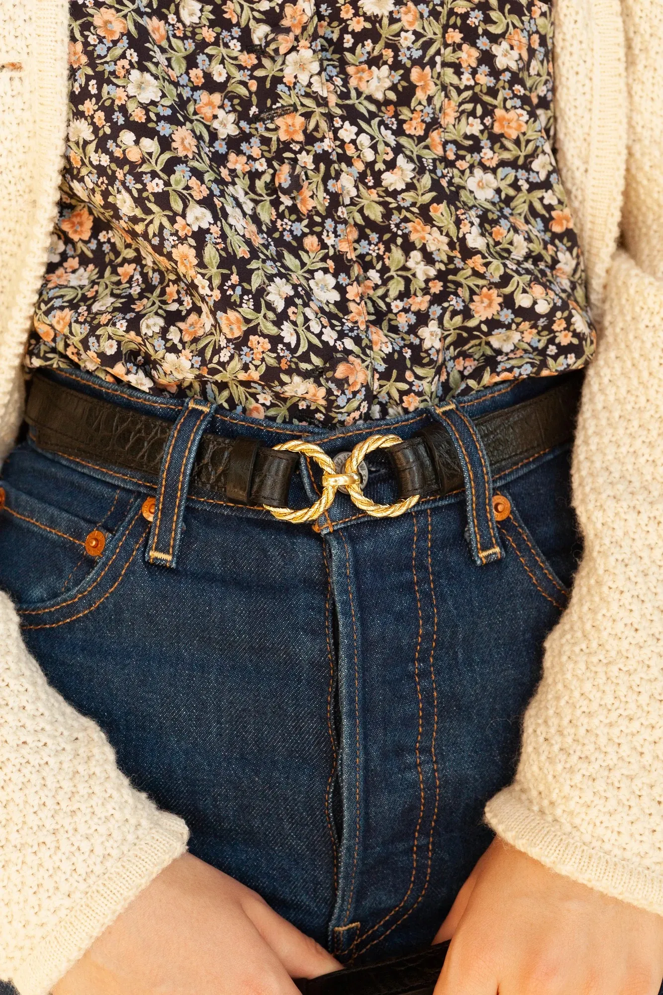 Ceinture en cuir croco Aimée Fauvette