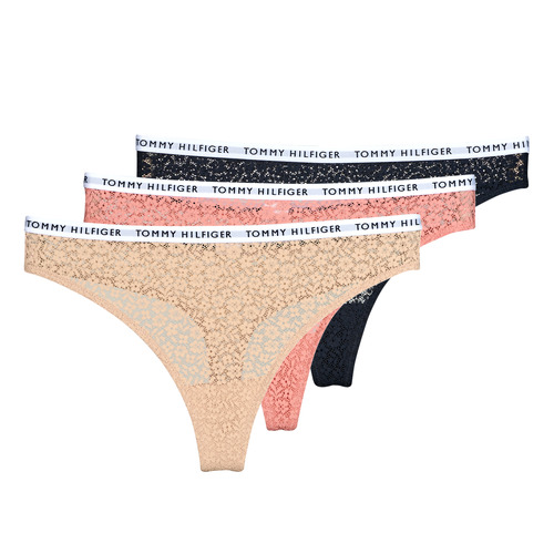 Tommy Hilfiger - 3P FULL LACE THONG X3 - Rose / Marine / Beige