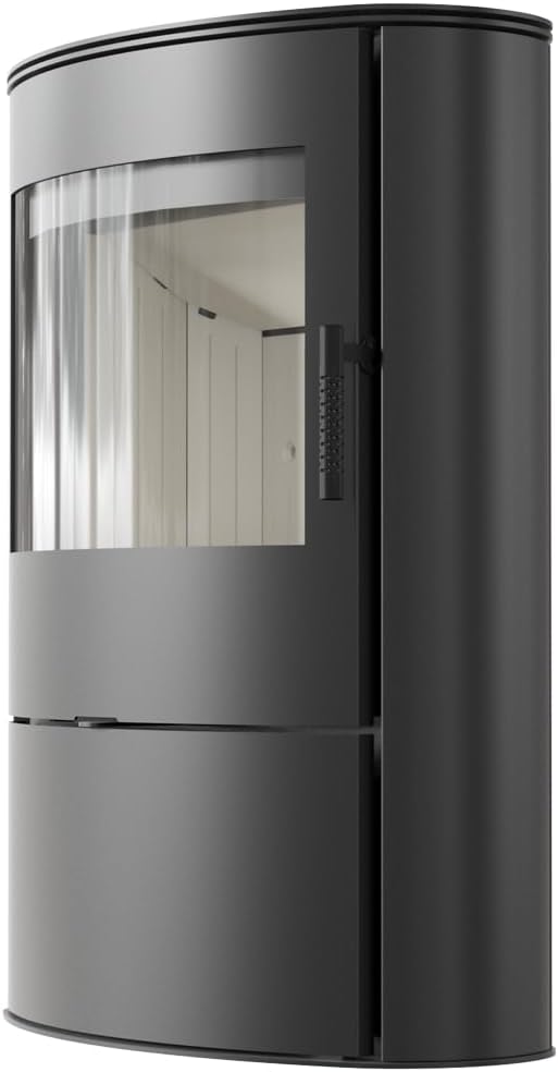 KRATKI Rollo 2 Kaminofen 8 kW Ø 150 mm mit Raumluftunabhängig – Freistehender Stahl-Holzofen BImSchV 2-konformm, Energieeffizienzklasse A+ & HKI-Zertifiziert - modernes Design