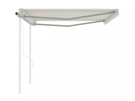 Auvent automatique rétractable avec poteaux 4,5x3,5 m Crème