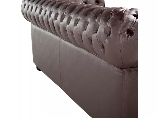 Canapé 3 places en cuir marron CHESTERFIELD