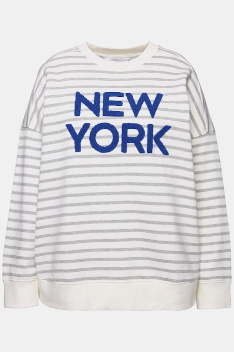 Sweatshirt, very oversized, Ringel, Statement, Rundhals, Langarm
