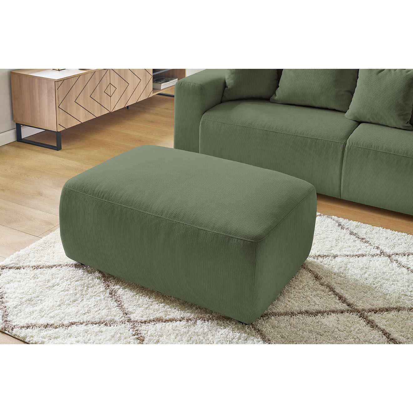 Bobochic Pouf en Velours côtelé Envy vert - 100x70x44 cm