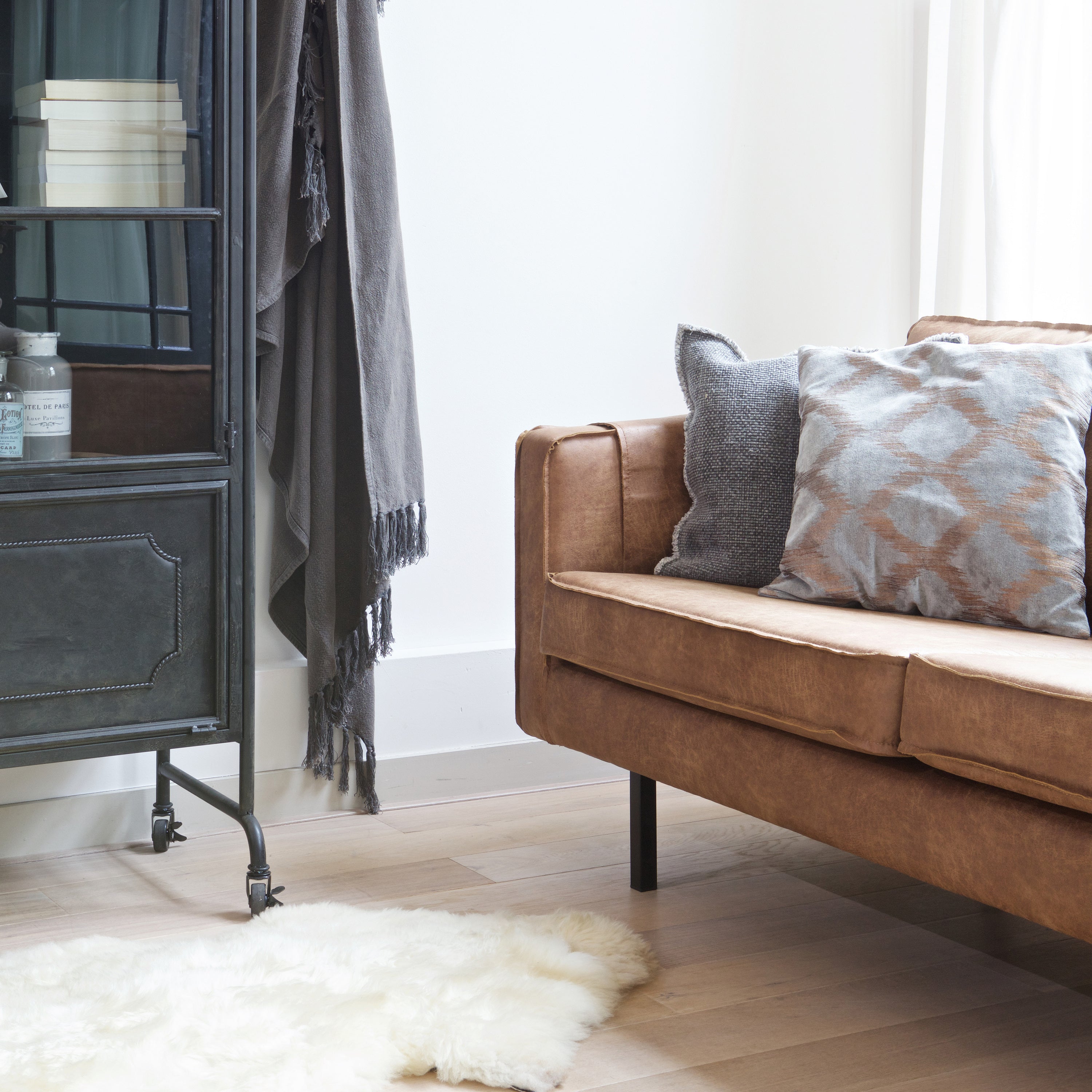 WOOOD Rodeo 3-zitsbank - Eco-leder -  Cognac