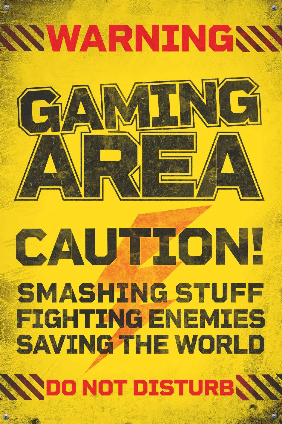 Poster Caution gaming area, 61 x 91 cm