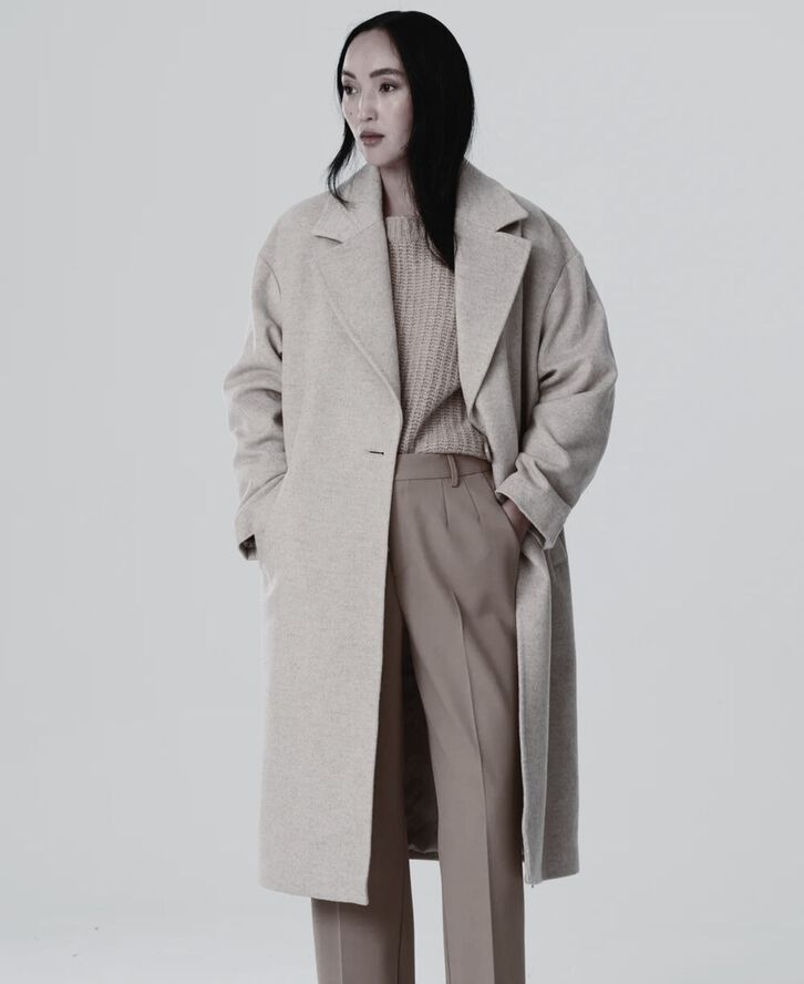 Sand Cashmere Coat W - Fiden Grå