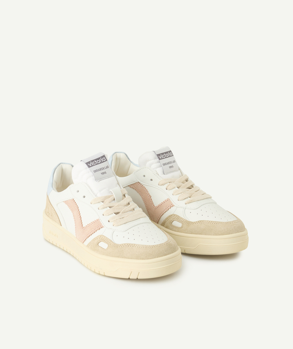 VICTORIABASKETS BLANCHES AVEC DÉTAILS ROSE ET BLEU