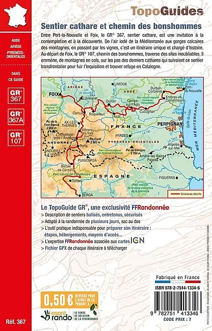 FFRP - 367 SENTIER CATHARE ET CHEMIN DES BONSHOMMES FFRP