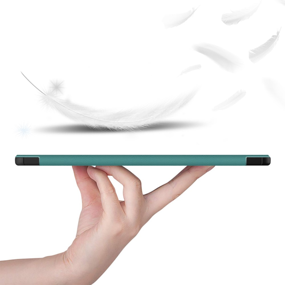 Samsung Galaxy Tab S9  Plus Leder Tasche Smart Cover Hülle Litchi Look   S-Pen Halterung - Grün