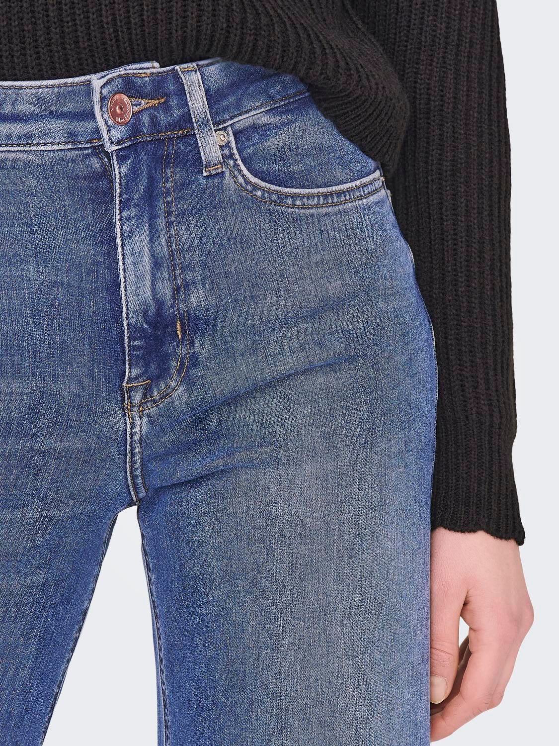 ONLMADISON Hohe Taille Weiter Beinschnitt Jeans Medium Blue Denim