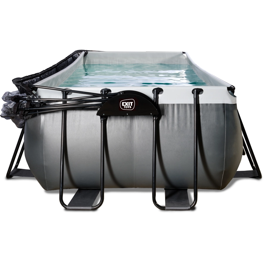 EXIT Black Leather Pool 400x200x100cm mit Sandfilterpumpe und Abdeckung - schwarz