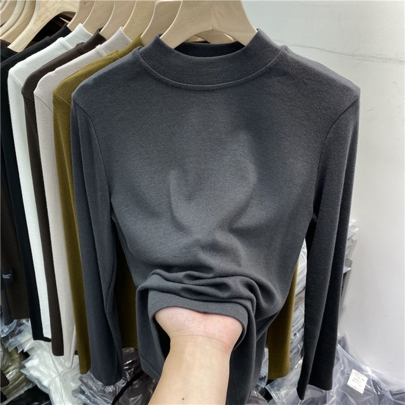 Sancus - T-shirt met lange mouwen en mockneck, effen