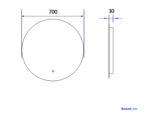 EMKE Miroir lumineux salle de bain rond diamètre 70cm, rétro-éclairage sans cadre, Miroir LED avec Interrupteur Tactile, Lumière Blanche Froide