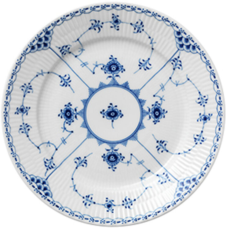 Royal Copenhagen Musselmalet Halvblonde 22 cm. tallerken Blå