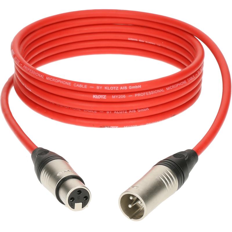 Klotz M1 K RT microfoonkabel 3p XLR F/M rood 5 meter