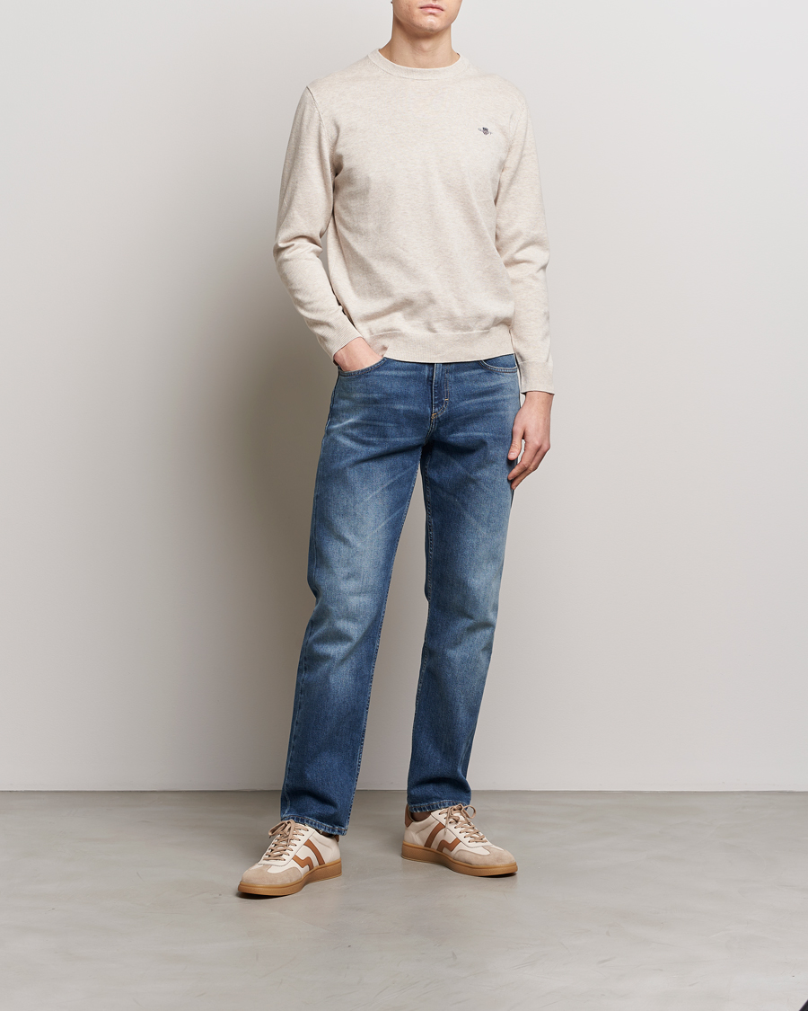 GANT Classic Cotton Crew Neck Light Beige Melange