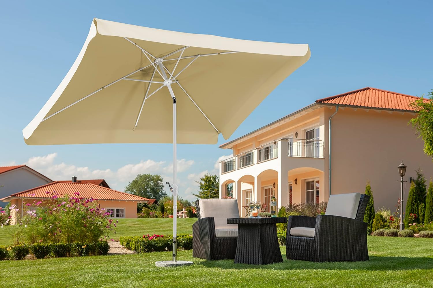 Schneider Sonnenschirm Oslo, natur, 300 x 200 cm rechteckig, 752-02, Gestell Stahl, Bespannung Polyester, 5.3 kg