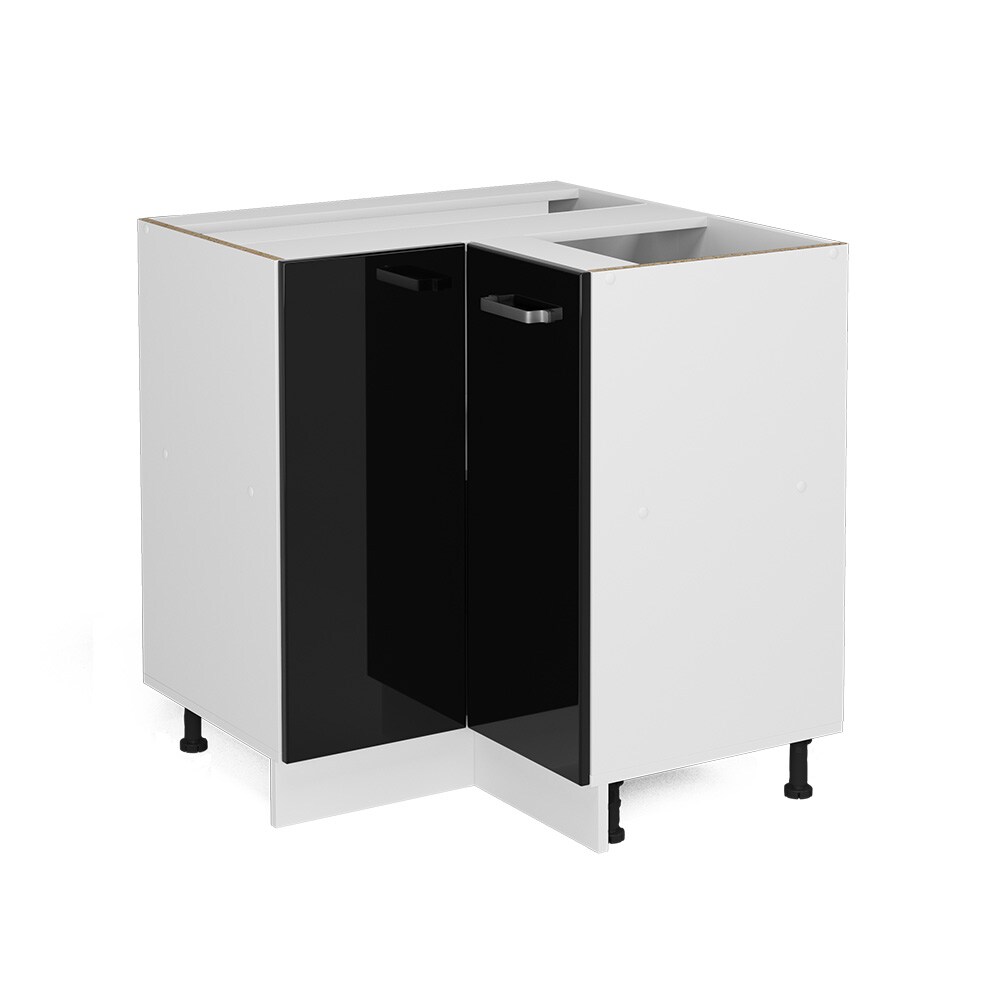 Vicco Eckunterschrank Küchenschrank R-Line Solid Weiß Schwarz 87 cm modern