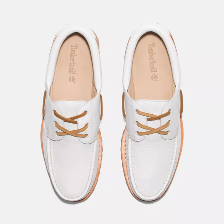 Chaussure bateau authentique cousue main Timberland pour homme en blanc