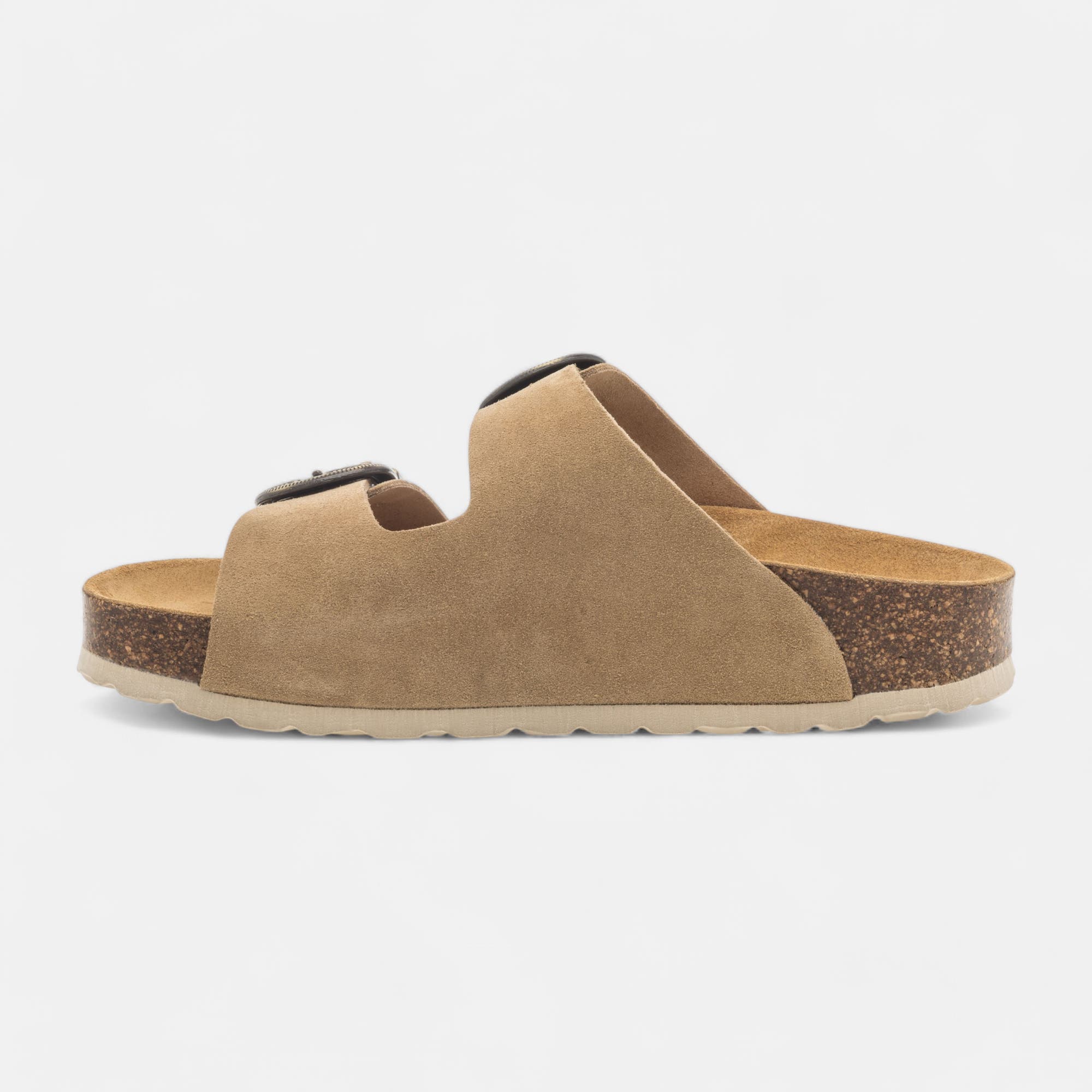 Mules semelle liège Femme en cuir beige
