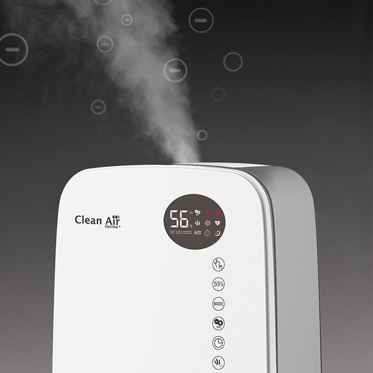 Luftbefeuchter mit Ionisator und Aromatherapie - Clean Air Optima CA-607W Smart - Befeuchtungsleistung max. 480 ml/h - Wassertankinhalt 5,5 Liter - Geeignet für Räume bis 65m²/160 m³